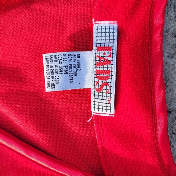 Red plush material dress cover up - Picture 4 of 7